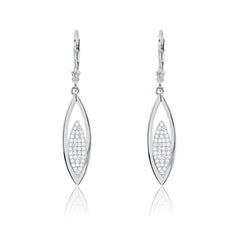 Sterling Silver Micro Pave Marquise Shaped Earrings (76 stones)