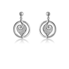 Sterling Silver Open Circle w/ Inner Micro Pave Design Earrings