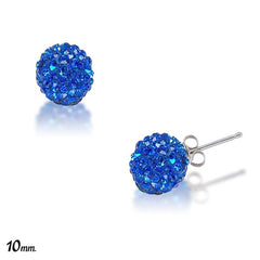 Sterling Silver Dark Blue Crystal  Stud Earrings