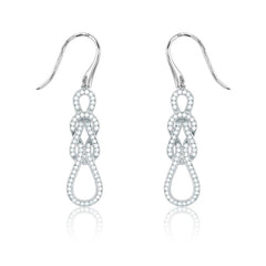 Sterling Silver Micro Pave Love Knot Earrings (136 stones)