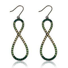 Sterling Silver Multi-tone Green Crystals Open Figure 8 Earrings