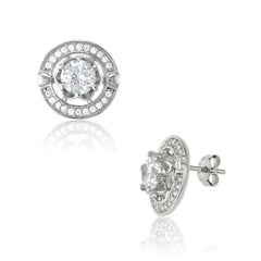 Sterling Silver CZ Open Ring w/Large Center CZ Earrings