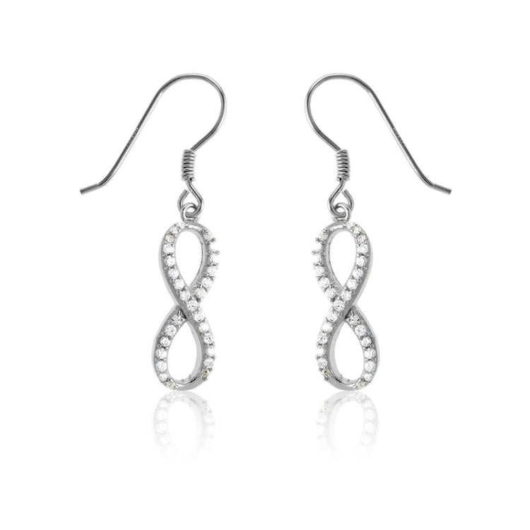 Sterling Silver CZ Infinity Earrings