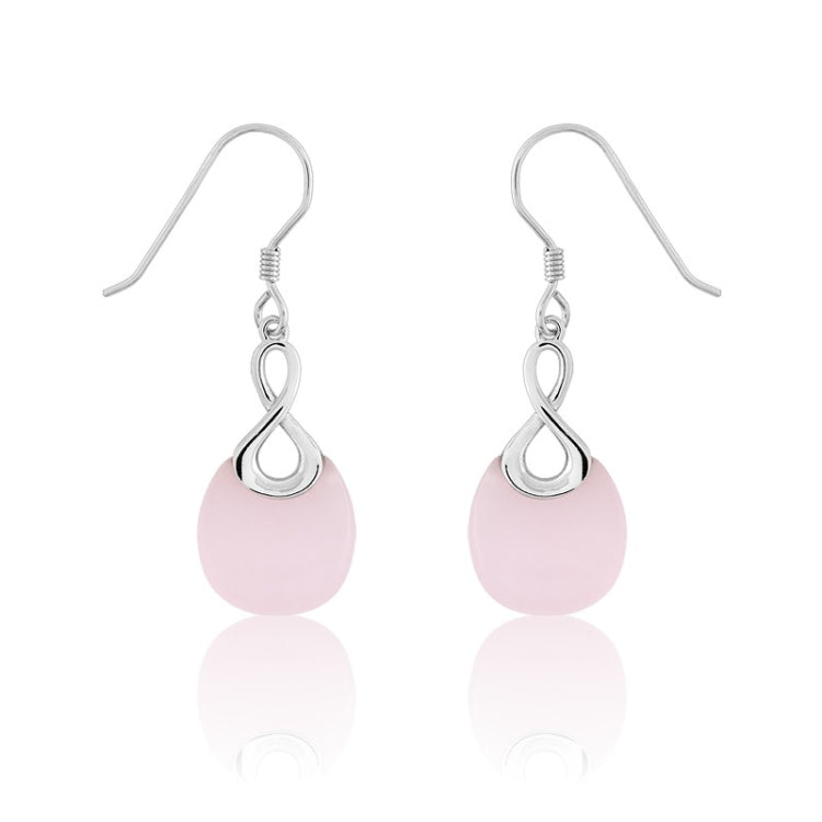 Sterling Silver Infinity w/Pink Cats Eye Earrings