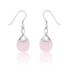 Sterling Silver Infinity w/Pink Cats Eye Earrings
