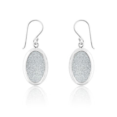 Sterling Silver Oval Sparkly Silver Earrings