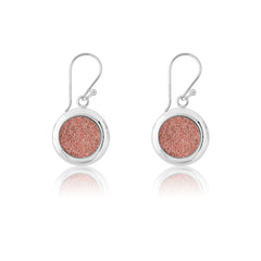 Sterling Silver Round Sparkly Pink Earrings