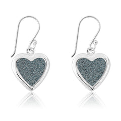 Sterling Silver Heart Sparkly Charcoal Earrings