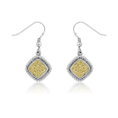 (SPECIAL ORD) Sterling Silver Square Gold Druzy Earrings