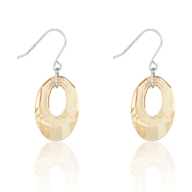 Sterling Silver Champagne Open Oval Swarovski Crystal Earrings