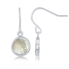 Sterling Silver Bezel Set MOP Round Earrings
