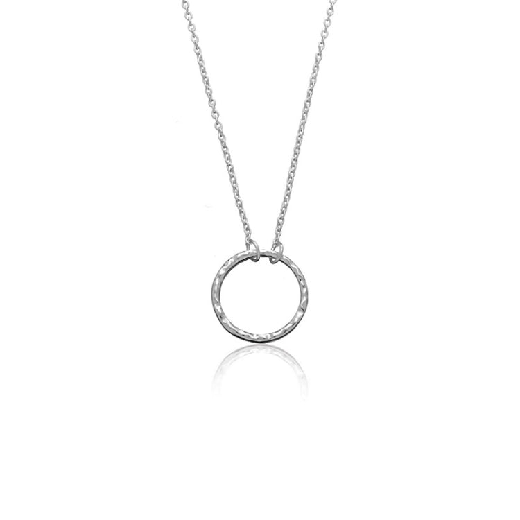 Sterling Silver 16" Thin Chain Necklace with Center Circle