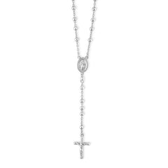 Sterling Silver  Rosary Beads w/ Hanging Beads and Cross Necklace