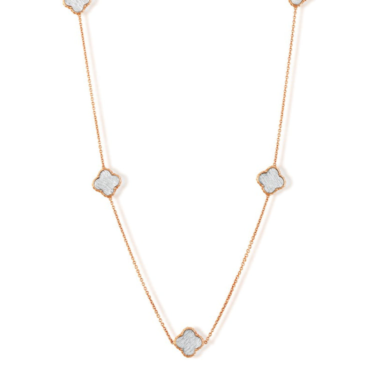 (SPECIAL ORD) Sterling Silver Rose GP Clover Necklace