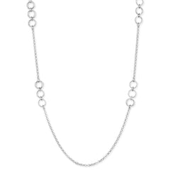 Sterling Silver 32" Small Diamond Cut Rings Necklace
