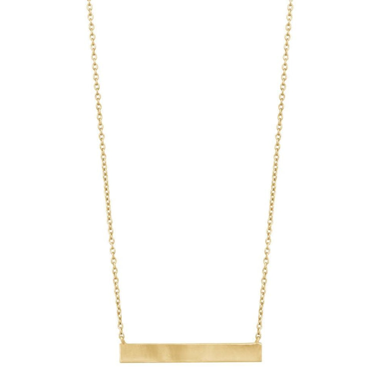 Sterling Silver Plain Sideways Bar Necklace - Gold Plated