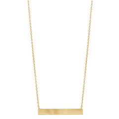 Sterling Silver Plain Sideways Bar Necklace - Gold Plated