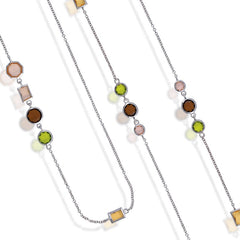 Sterling Silver  MC, Multi-Shaped CZ Necklace