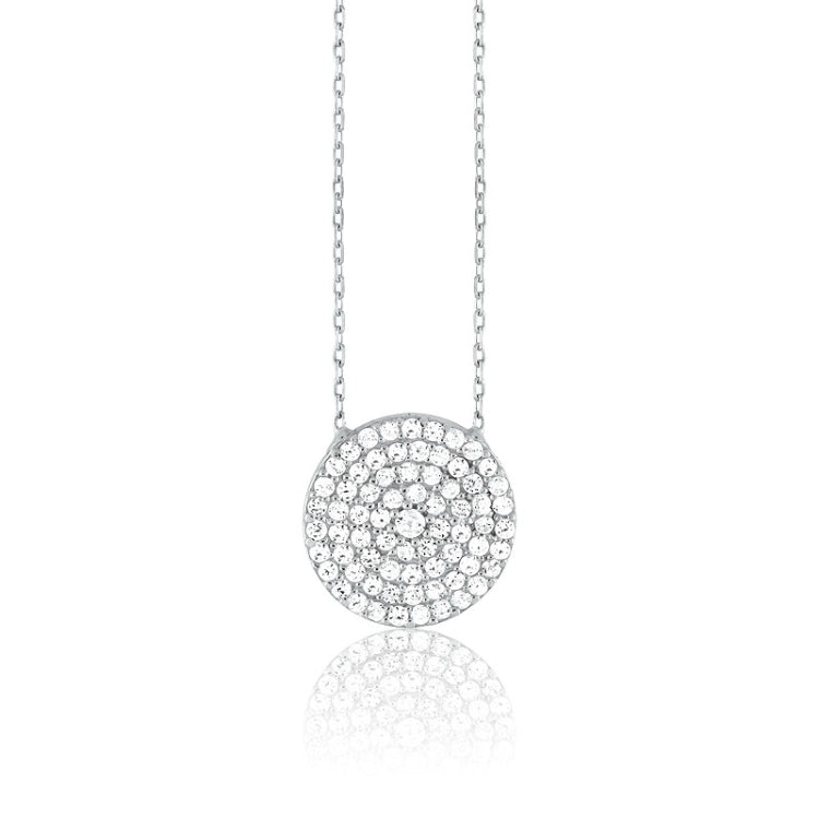 Sterling Silver CZ Disc Necklace