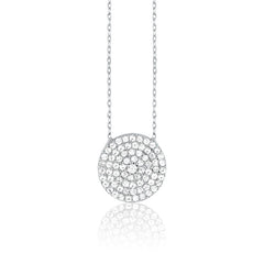 Sterling Silver CZ Disc Necklace