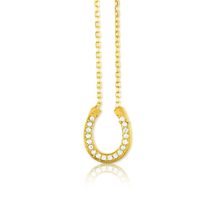Sterling Silver Gold Plated CZ Horse Shoe Neclace