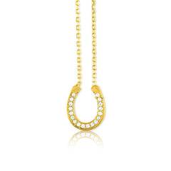 Sterling Silver Gold Plated CZ Horse Shoe Neclace