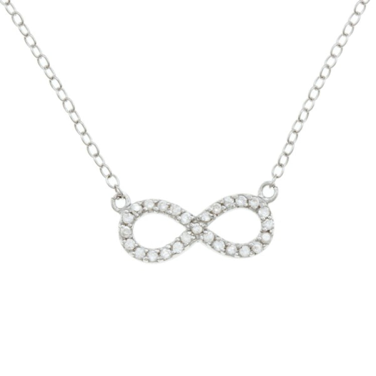 Sterling Silver Small CZ Reversible Infinity Necklace