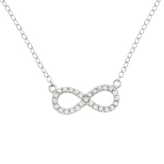 Sterling Silver Small CZ Reversible Infinity Necklace