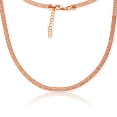 Sterling Silver Rose GP Crystal Filled Mesh Necklace