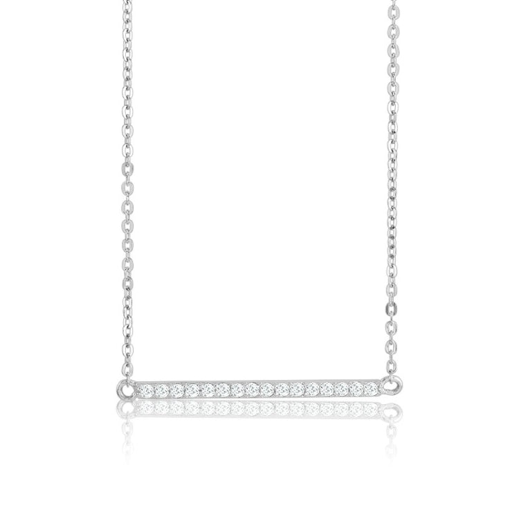Sterling Silver CZ Bar Necklace
