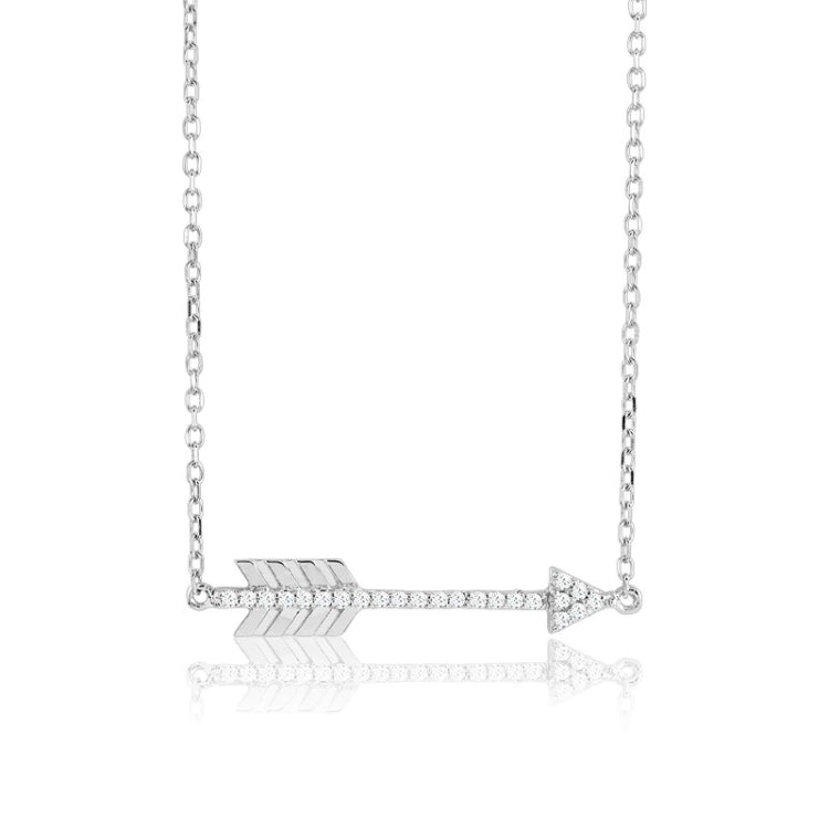 Sterling Silver Full CZ Arrow Necklace