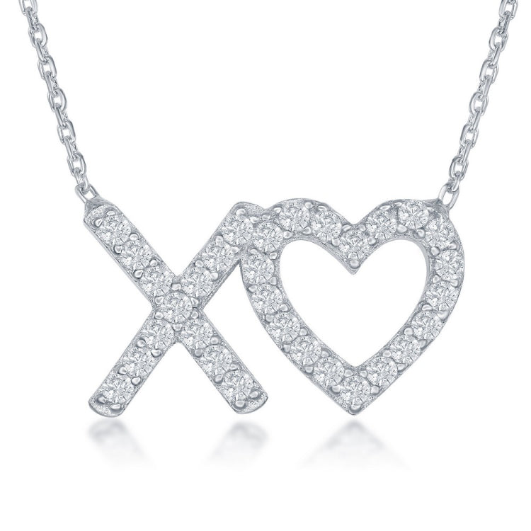 Sterling Silver CZ XO Necklace