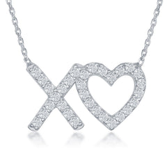 Sterling Silver CZ XO Necklace