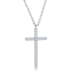 Sterling Silver Black and Clear CZ Reversible Cross Necklace
