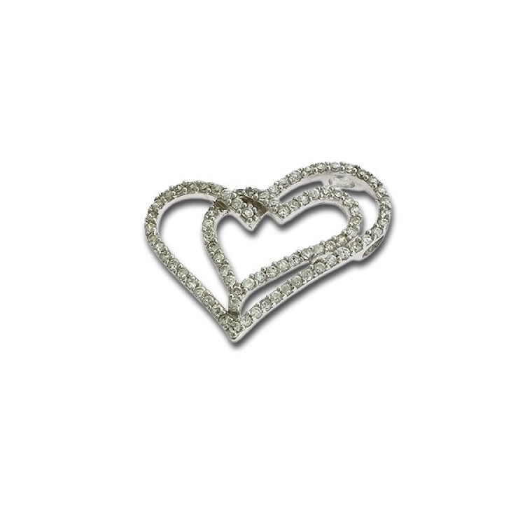 (SPECIAL ORD) Sterling Silver Interlocking CZ Open Hearts Pendant