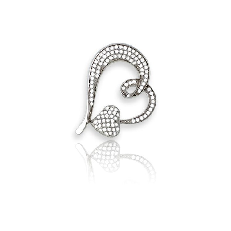(SPECIAL ORD) Sterling Silver Small and Large Micro Pave Heart Pendant (106 stones)