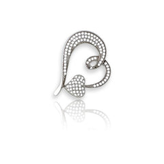 (SPECIAL ORD) Sterling Silver Small and Large Micro Pave Heart Pendant (106 stones)