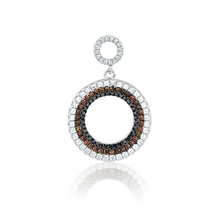 (SPECIAL ORD) Sterling Silver Tri-Color Micro Pave Open Circle Pendant (124 stones)