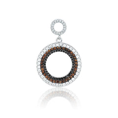 (SPECIAL ORD) Sterling Silver Tri-Color Micro Pave Open Circle Pendant (124 stones)