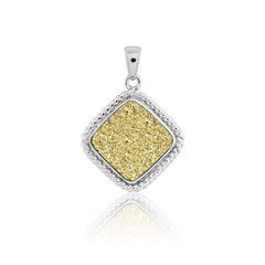 (SPECIAL ORD) Sterling Silver Square Gold Druzy Pendant