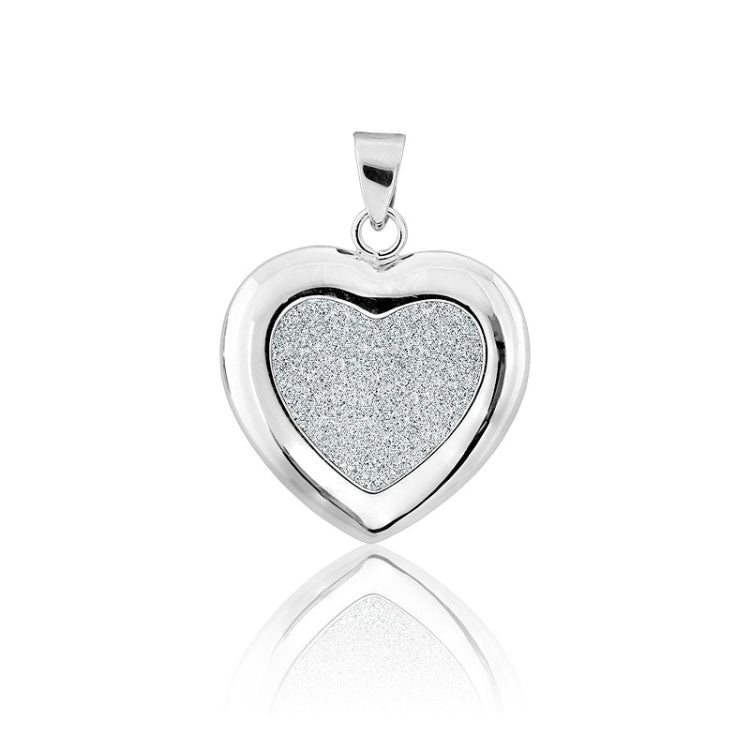 (SPECIAL ORD) Sterling Silver Heart Sparkly Silver Pendant