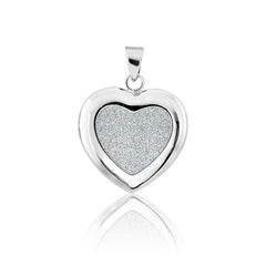 (SPECIAL ORD) Sterling Silver Heart Sparkly Silver Pendant