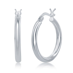 Sterling Silver 3x25mm High-Polished Hoop Earrings