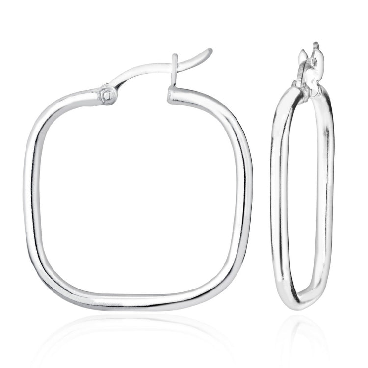 Sterling Silver 2x26mm Square Hoop Earring