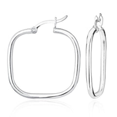 Sterling Silver 2x26mm Square Hoop Earring