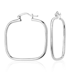 Sterling Silver 2x35mm Square Hoop Earring