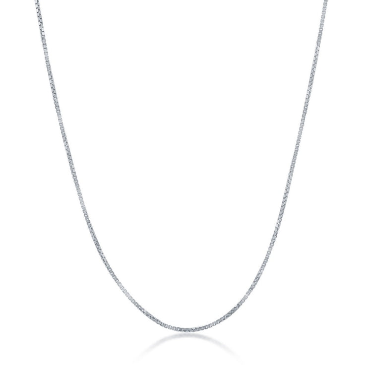 Sterling Silver 0.85mm Box Chain - Rhodium Plated