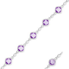 Sterling Silver  Square Amethyst Gemstone Bracelet