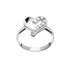 Sterling Silver Heart-Shaped Journey Style CZ Ring