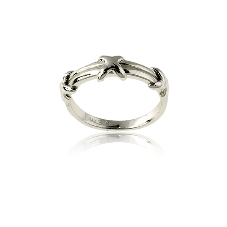 Sterling Silver Thin Double Band w/ Three X's